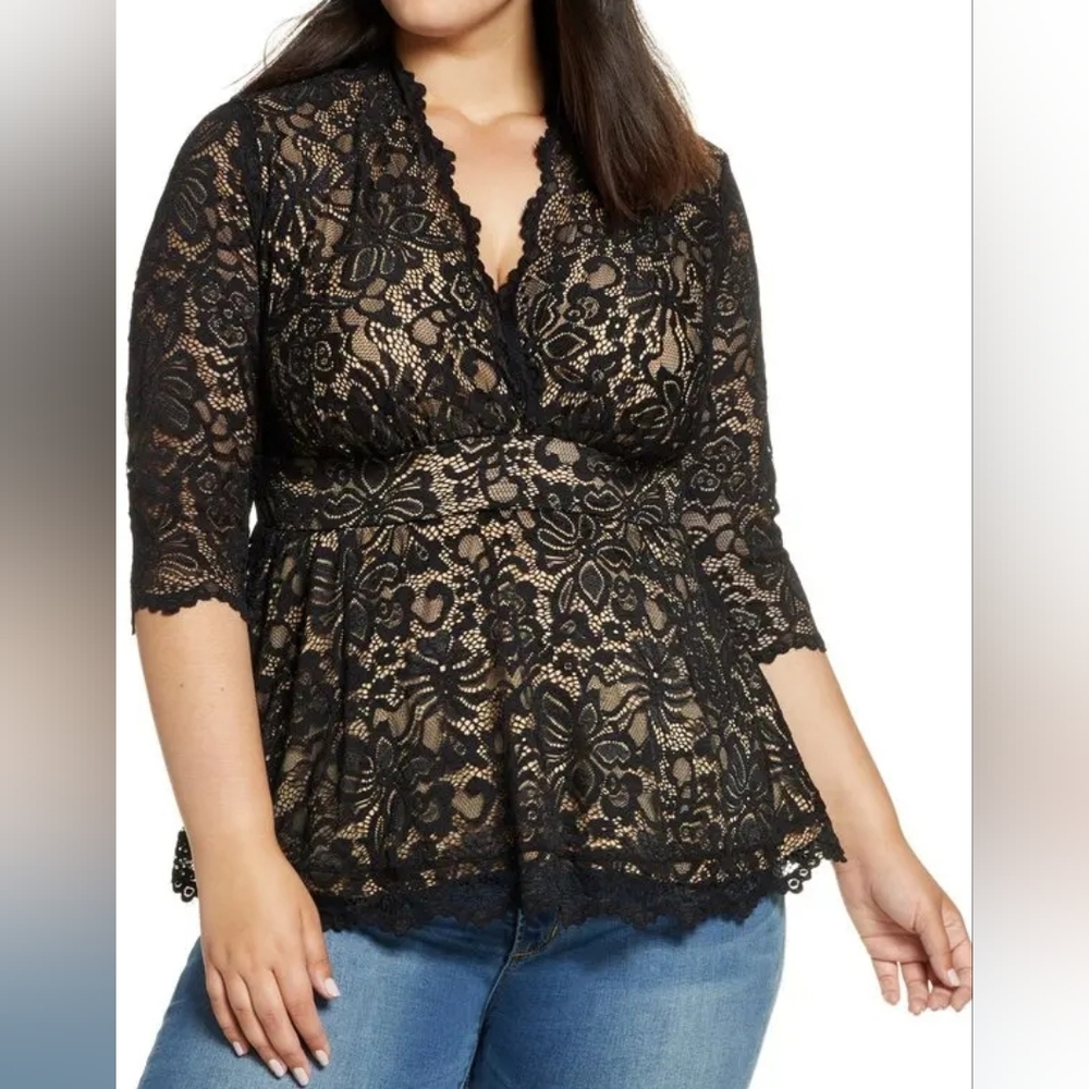 NWT Kiyonna Linden Lace Stretch Dressy Top Size 0x